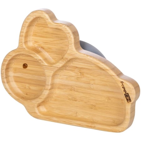 Farfurie compartimentata, FreeON, Din bambus, Cu ventuza, Conform cu standardul european de securitate EN 14372:2004, Bunny [1]