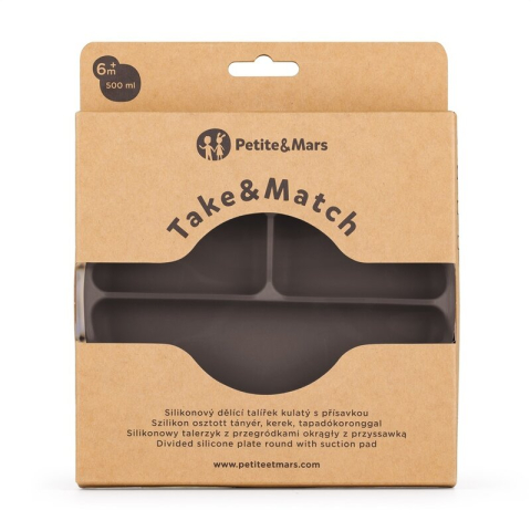 Farfurie compartimentata, Petite&Mars, Take&Match, Din silicon, Rotunda, Cu ventuza si 3 compartimente, Adecvata pentru masina de spalat vase si microunde, Nu absoarbe mirosuri, Fara BPA, 500 ml, 6 lu [7]