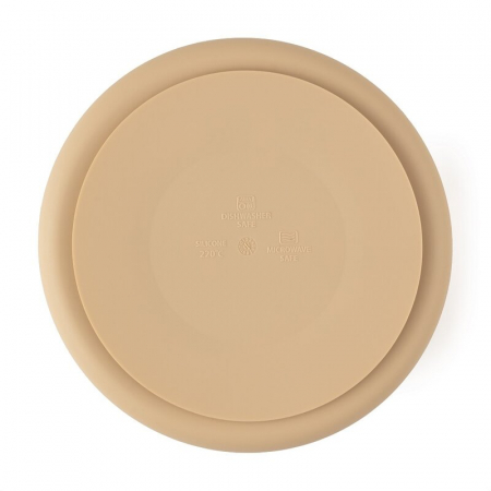 Farfurie compartimentata, Petite&Mars, Take&Match, Rotunda, Cu ventuza si 3 compartimente, Silicon, Fara BPA, 500 ml, 6 luni+, Bej [2]