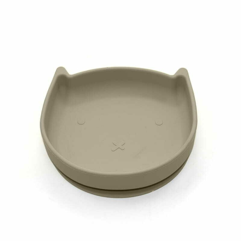 Alaptare si Hranire - Farfurie in forma de pisicuta, Bocioland, Cu ventuze, Silicon, Fara BPA, 6-36 luni, Dark Beige
