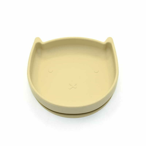 Alaptare si Hranire - Farfurie in forma de pisicuta, Bocioland, Cu ventuze, Silicon, Fara BPA, 6-36 luni, Light Beige
