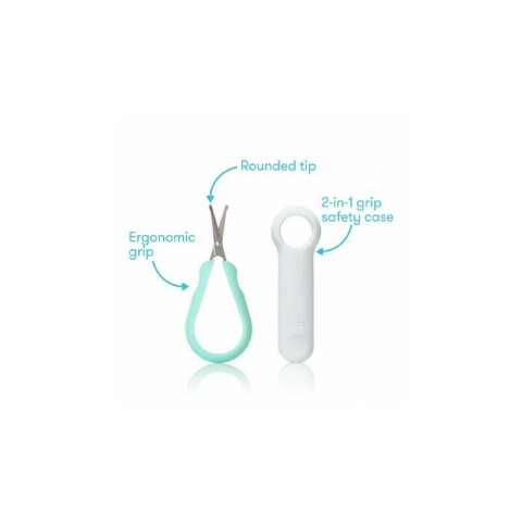 Foarfecuta pentru unghii , Fridababy, Easy Grip, Ergonomica, Cu varf rotunjit, Maner antialunecare, Cu husa de protectie, 0 luni+, Otel inoxidabil, Fara BPA, Verde/Turquoise [4]