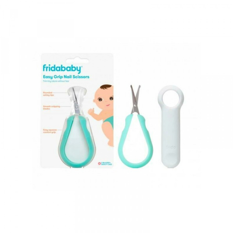 Baie si Igiena - Foarfecuta pentru unghii , Fridababy, Easy Grip, Ergonomica, Cu varf rotunjit, Maner antialunecare, Cu husa de protectie, 0 luni+, Otel inoxidabil, Fara BPA, Verde/Turquoise