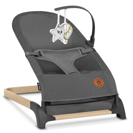 Fotoliu balansoar, Lionelo June AIR, Cu arcada cu jucarii, Ergonomic, Permite circulatia aerului, Balansare manuala, Pliabil, 0 luni+, Gri [3]