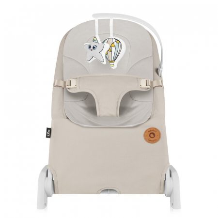 Fotoliu balansoar, Lionelo, Lilac, Cu arcada cu jucarii, Ergonomic, Reglare spatar in 3 pozitii, Pernuta moale invelita in tesatura de bambus, Pliabil, 0-6 luni, Bej [2]