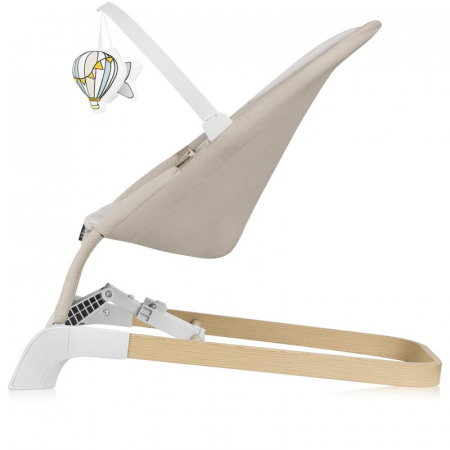 Fotoliu balansoar, Lionelo, Lilac, Cu arcada cu jucarii, Ergonomic, Reglare spatar in 3 pozitii, Pernuta moale invelita in tesatura de bambus, Pliabil, 0-6 luni, Bej [5]