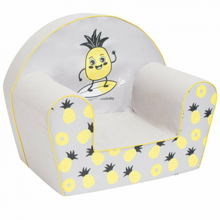 Mobilier si Lenjerie - Fotoliu din burete, New Baby, Pentru copii, 42x53, Din spuma, Cu husa din bumbac, 9 luni - 5 ani, Pineapple