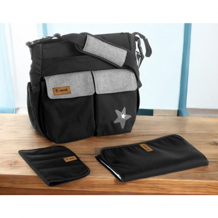 Geanta pentru mamici, Jane, Cu 2 buzunare exterioare, Cu multiple compartimente, Cu saltea de infasat inclusa, 44 x 34 cm, Conform cu standardul de securitate europeana EN 71-3:2019, Soil [1]