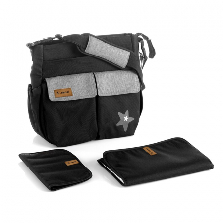 Transport si Relaxare - Geanta pentru mamici, Jane, Cu 2 buzunare exterioare, Cu multiple compartimente, Cu saltea de infasat inclusa, 44 x 34 cm, Conform cu standardul de securitate europeana EN 71-3:2019, Soil