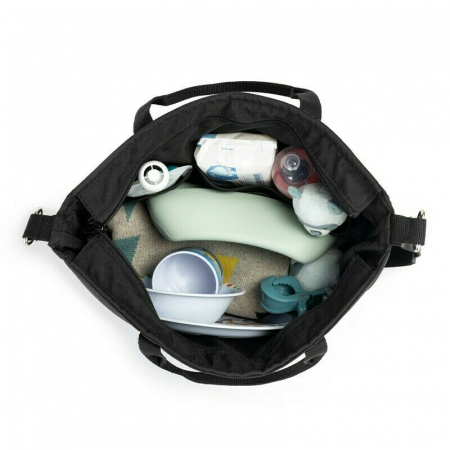 Geanta pentru mamici, Petite&Mars, Impermeabila, Cu 4 compartimente, 45 x 30 x 12 cm, Negru [2]