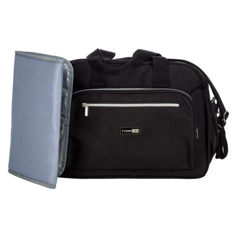 Geanta pentru scutece, FreeON, Style, Impermbeabila, Cu multiple buzunare, Dimensiune compacta, 39x32x18 cm, Black [2]