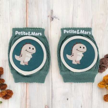 Genunchiere cu pernute, Petite&Mars, Cu elastic, Material respirabil, Stratul antiderapant, 13x10 cm, 6 luni+, Verde [1]