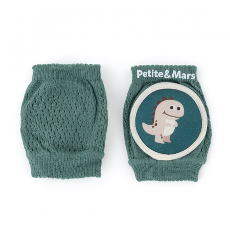 Genunchiere cu pernute, Petite&Mars, Cu elastic, Material respirabil, Stratul antiderapant, 13x10 cm, 6 luni+, Verde [2]