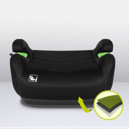 Inaltator auto, Lionelo, Luuk Fix I-size, 125- 150 cm, Instalare cu sistem Isofix si centura de prindere, Cu husa detasabila, Conform cu standardul european de securitate ECE R129, Negru [11]
