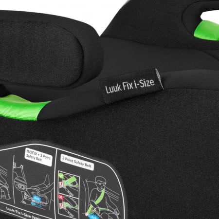 Inaltator auto, Lionelo, Luuk Fix I-size, 125- 150 cm, Instalare cu sistem Isofix si centura de prindere, Cu husa detasabila, Conform cu standardul european de securitate ECE R129, Negru [8]