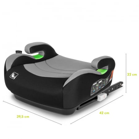 Inaltator auto, Lionelo, Luuk Fix I-size, 125- 150 cm, Instalare cu sistem Isofix si centura de prindere, Cu husa detasabila, Conform cu standardul european de securitate ECE R129, Gri [10]