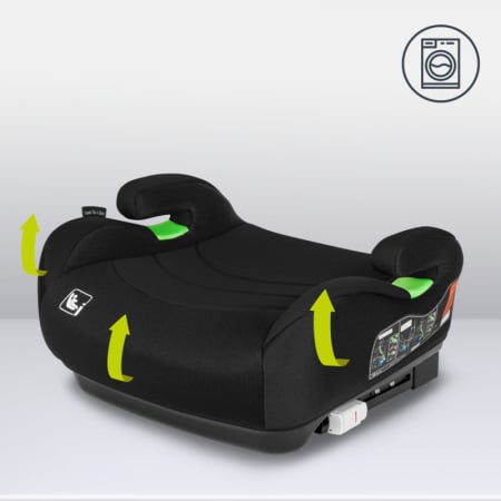 Inaltator auto, Lionelo, Luuk Fix I-size, 125- 150 cm, Instalare cu sistem Isofix si centura de prindere, Cu husa detasabila, Conform cu standardul european de securitate ECE R129, Negru [9]