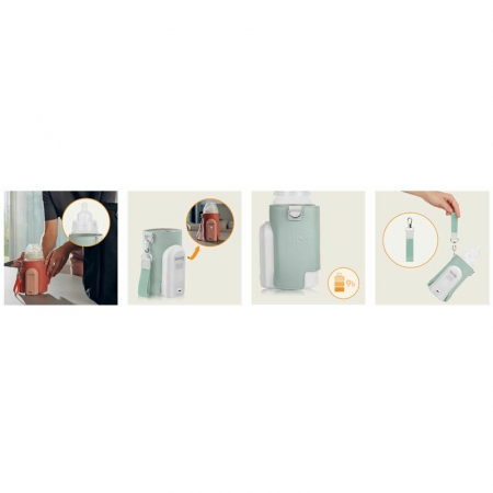 Incalzitor biberoane, Lionelo, ThermUp Go Evo, Portabil, Cu 5 niveluri de incalzire, Cu buton Safety Control, Mentinere caldura pana la 9h, Incarcare USB, Verde [12]