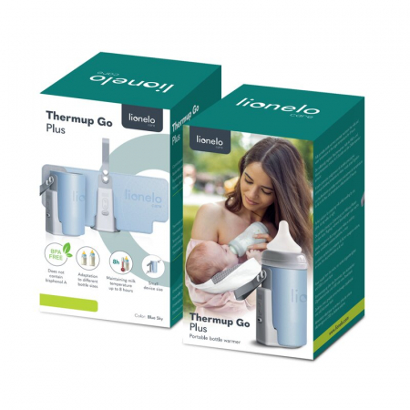 Incalzitor biberoane, Lionelo, ThermUp Go Plus, Portabil, Cu aspect elegant, Temperatura constanta pana la 24 h, Incarcare USB, Albastru deschis [25]