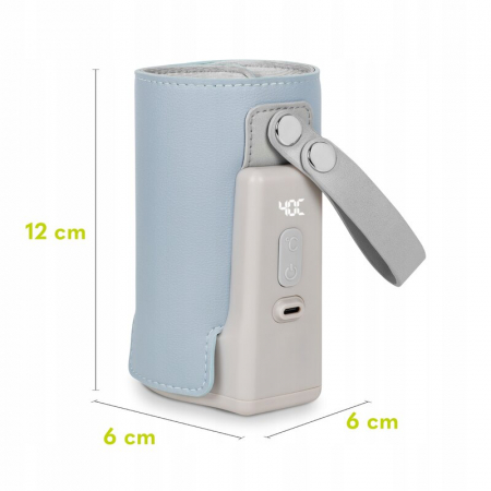 Incalzitor biberoane, Lionelo, ThermUp Go Plus, Portabil, Cu aspect elegant, Temperatura constanta pana la 24 h, Incarcare USB, Albastru deschis [16]