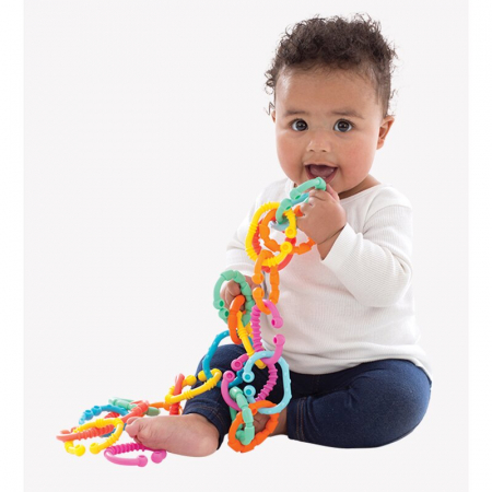 Jucarii si Jocuri - Inele de dentitie, Playgro, Atasabile la carucior, scoica auto si patut, 24 piese, Loopy Links