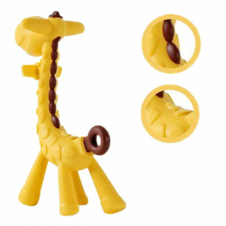 Jucarie de dentitie, Bocioland, Amelioareaza gingiile dureroase, Design ergonomic, Fara BPA, 0 luni+, Giraffe Yellow/Brown [2]