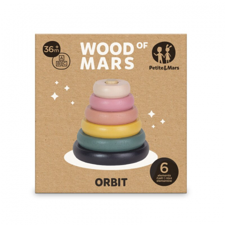 Jucarie de stivuire, Petite&Mars, Turn Orbit Wood of Mars, 10 cm, 36 luni+, Multicolor [5]