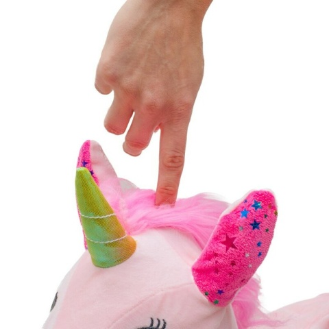 Jucarie gonflabila de plus cu sunete, Baby Mix, In forma de unicorn, Husa moale detasabila, Cu pompa inclusa, Pana la 70 kg, 36 luni+, Pink [2]