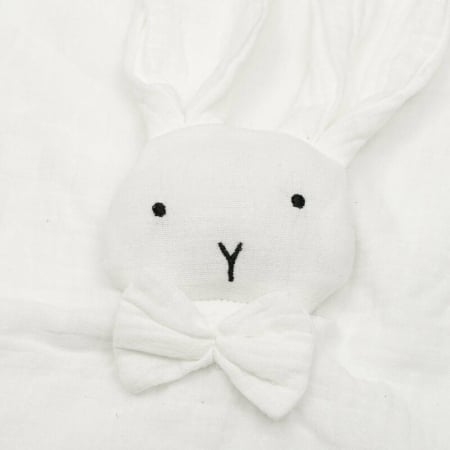 Jucarie interactiva, New Baby, Rabbit, Din muselina, Bumbac, 30x30 cm, 0 luni+, White [2]