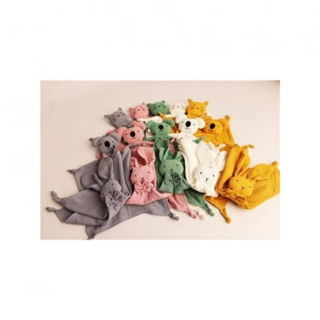 Jucarie interactiva, New Baby, Rabbit, Din muselina, Bumbac, 30x30 cm, 0 luni+, White [3]