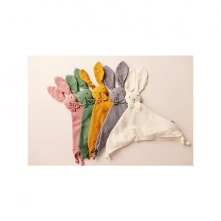Jucarie interactiva, New Baby, Rabbit, Din muselina, Bumbac, 30x30 cm, 0 luni+, White [4]