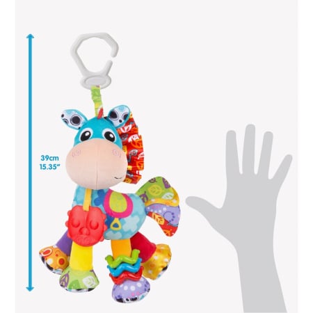 Jucarie, Playgro, Pentru carucior, scoica auto si patut, Cu jucarie de dentitie, Cu sunete, Activity Friend Clip Clop, 39 cm [3]