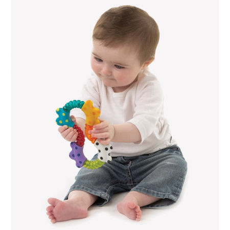 Jucarie zornaitoare, Playgro, Cu diferite texturi, Dimensiune mare, Click and twist Rattle [4]