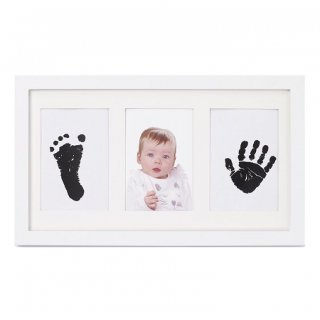 Kit rama foto tripla, Jane, Cu cerneala pentru manuta si piciorus, Non-toxic, White [4]