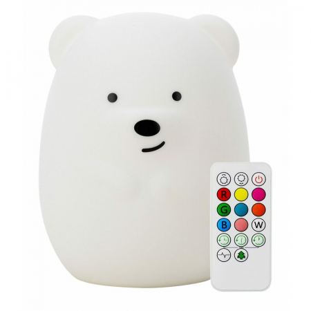 Mobilier si Lenjerie - Lampa de veghe, FreeON, Silicon moale, Cu telecomanda si cablu USB, Cu 9 culori diferite si cronometru, Bear