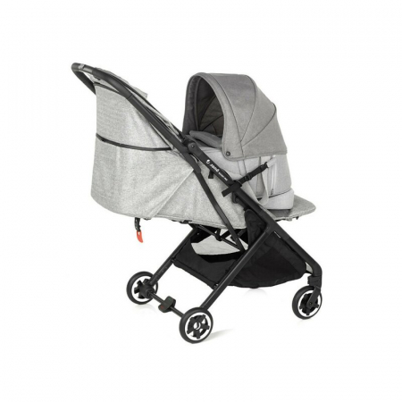 Landou portabil, Jane, Montare in carucior, Cu manere, Cu salteluta 95% materiale reciclate cu protectie UPF50, 67x29.5x43 cm, 0-9 Kg, Dim Grey [2]