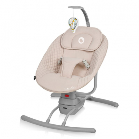 Balansoare si Leagane - Leagan, Lionelo, Rio, Electric, Cu 3 viteze de leganare, Cu 8 melodii, Cu telecomanda, Cu husa detasabila, Cu perna detasabila, Centura in 3 puncte, Pana la 9 kg, Bej