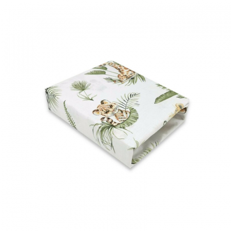 Lenjerie pat junior cu 3 piese, Qmini, Cu cearceaf 160x80 cm, Din bumbac certificat Oeko Tex Standard 100, Cu paturica si pernuta, Safari [2]