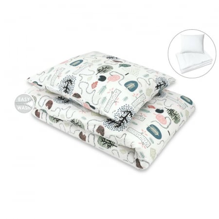 Lenjerie pat junior cu 4 piese, Qmini, Din bumbac certificat Oeko Tex Standard 100, 160 x 100 cm, Hedgehog [3]