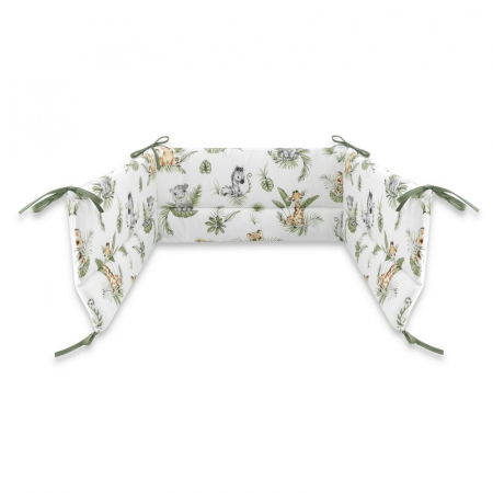 Lenjerie patut 3 piese, Qmini, Pentru patut 140x70 cm, Cu protectie laterala, Din bumbac certificat Oeko Tex Standard 100, Safari [3]