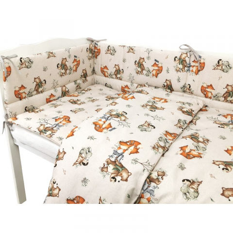 Lenjerie patut cu 3 piese, MimiNu, Pentru patut 120x60 cm, Cu protectie laterala, Din bumbac certificat Oeko Tex Standard 100, Design, Time for fun [2]