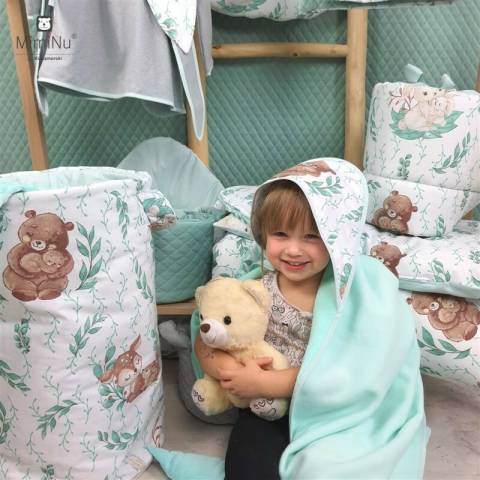 Lenjerie patut cu 3 piese, MimiNu, Pentru patut 120x60 cm, Cu protectie laterala, Din bumbac certificat Oeko Tex Standard 100, Lulu natural [4]