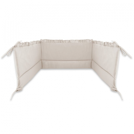Lenjerie patut cu 3 piese, MimiNu, Pentru patut 120x60 cm, Cu volanase, Cu protectie laterala, Din bumbac certificat Oeko Tex Standard 100, Colectia Royal, Beige [4]