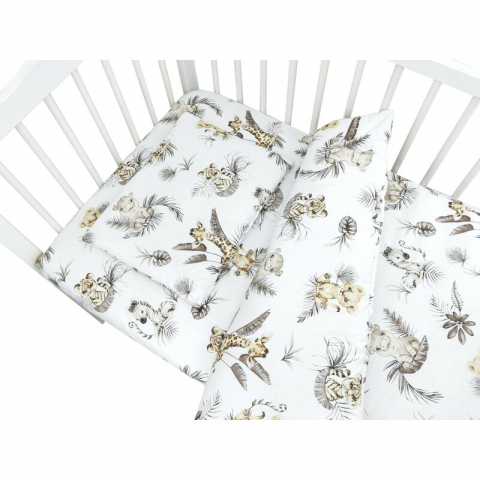 Lenjerie patut cu 5 piese, MimiNu, Cu cearceaf 120x60 cm, Pilota, Pernuta, 2 aparatori, Din bumbac certificat Oeko Tex Standard 100, Savanna [2]