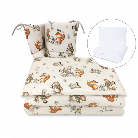 Mobilier si Lenjerie - Lenjerie patut cu 5 piese, MimiNu, Pentru patut 120x60 cm, Cu pilota si perna, Din bumbac certificat Oeko Tex Standard 100, Design, Time for fun