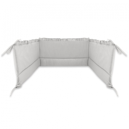 Lenjerie patut cu 5 piese, MimiNu, Pentru patut 120x60 cm, Cu volanase, Cu pilota si perna, Din bumbac certificat Oeko Tex Standard 100, Colectia Royal, Grey [3]