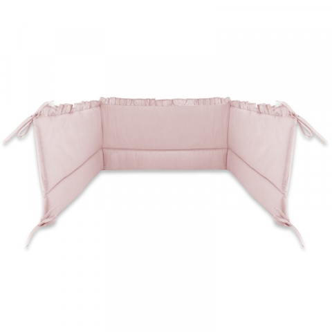 Lenjerie patut cu 5 piese, MimiNu, Pentru patut 120x60 cm, Cu volanase, Cu pilota si perna, Din bumbac certificat Oeko Tex Standard 100, Colectia Royal, Powder Pink [4]