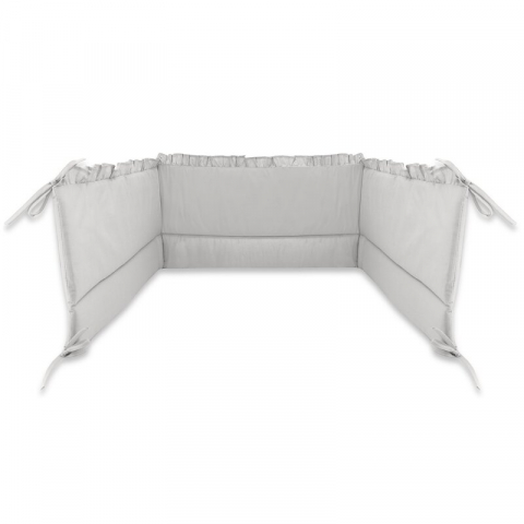 Lenjerie patut cu 6 piese, MimiNu, Pentru patut 120x60 cm, Cu volanase, Cu pilota si perna, Cu doua aparatori laterale, Din bumbac certificat Oeko Tex Standard 100, Colectia Royal, Grey [3]