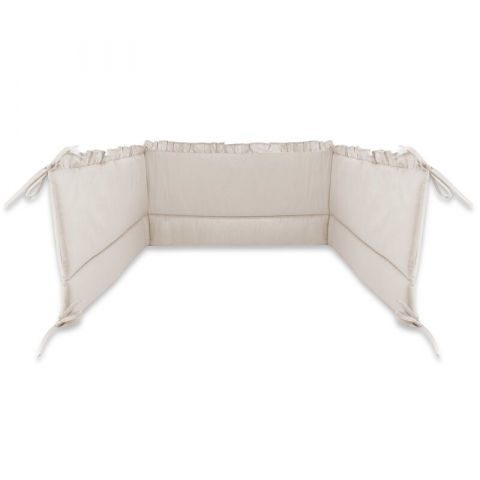 Lenjerie patut cu 6 piese, MimiNu, Pentru patut 120x60 cm, Cu volanase, Cu pilota si perna, Cu doua aparatori laterale, Din bumbac certificat Oeko Tex Standard 100, Colectia Royal, Beige [4]