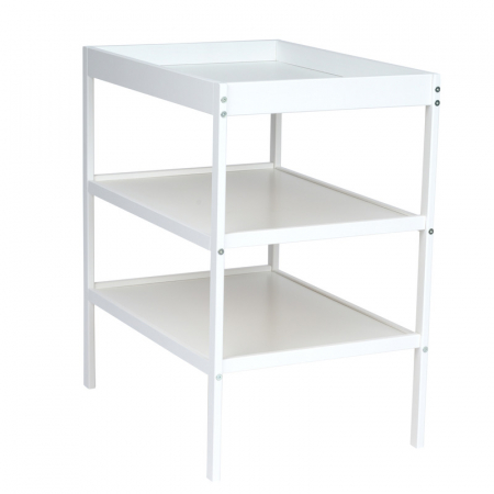 Masuta de schimbat, Qmini, Cu 2 polite pentru depozitare, Potrivita pentru saltelute de infasat de 70x50 cm, Inaltime 86 cm, Alb [1]